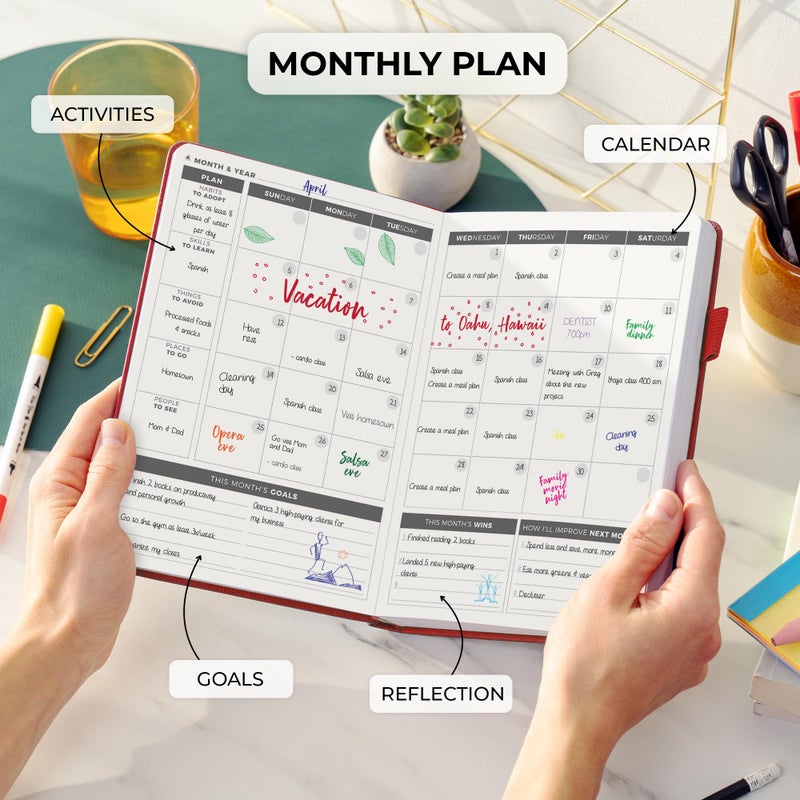 Clever Fox Daily Planner â€“ Undated Planning Notebook with Hourly Schedule & To-Do List â€“ Personal Day Task & Work Organizer, 6 Months (Red) - Image 4